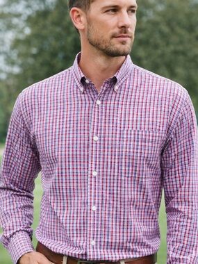 Peter Millar Summer Comfort Mens XXL Button Down Shirt Plaid Stretch Performance